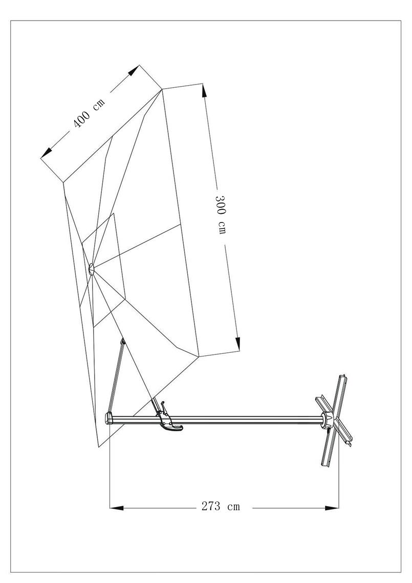 Parasol déporté 4x3 m gris et mât effet bois | MWH®