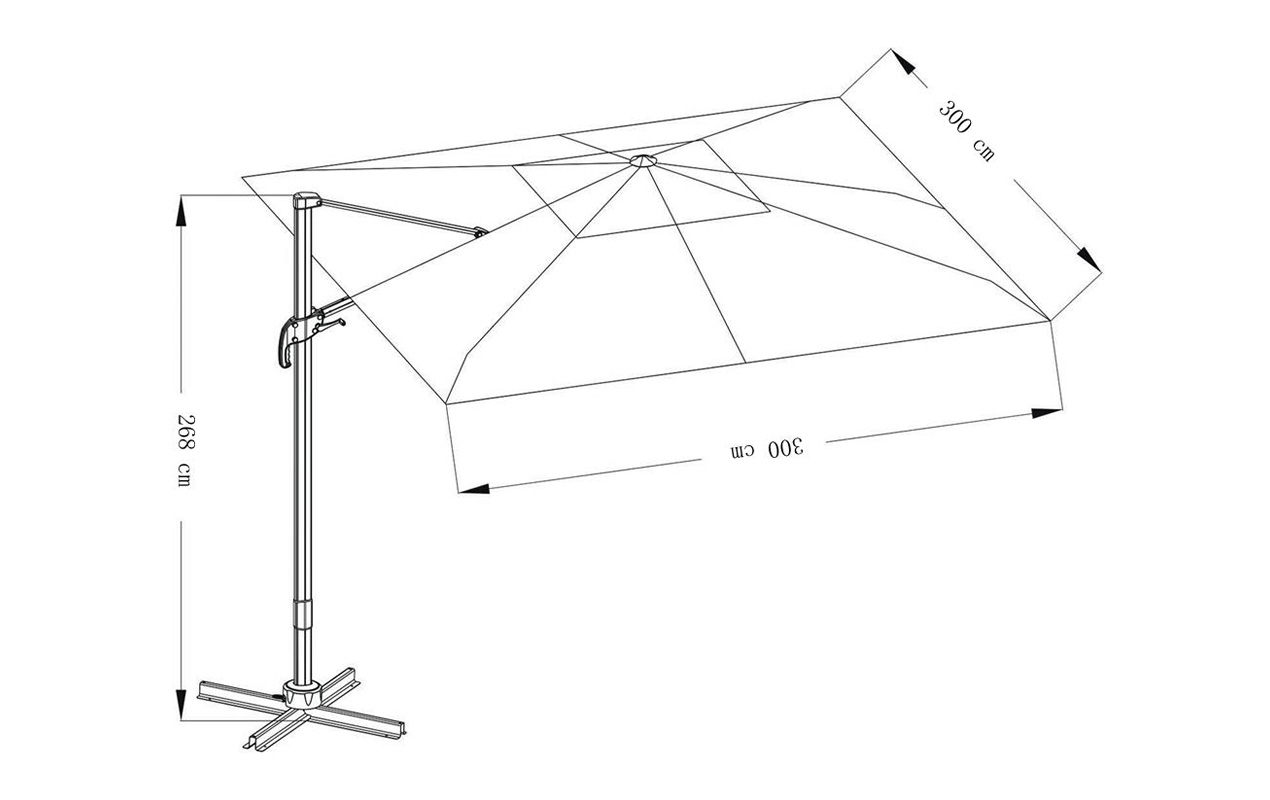 Parasol déporté LED solaire 3x3 m carré gris | MWH®