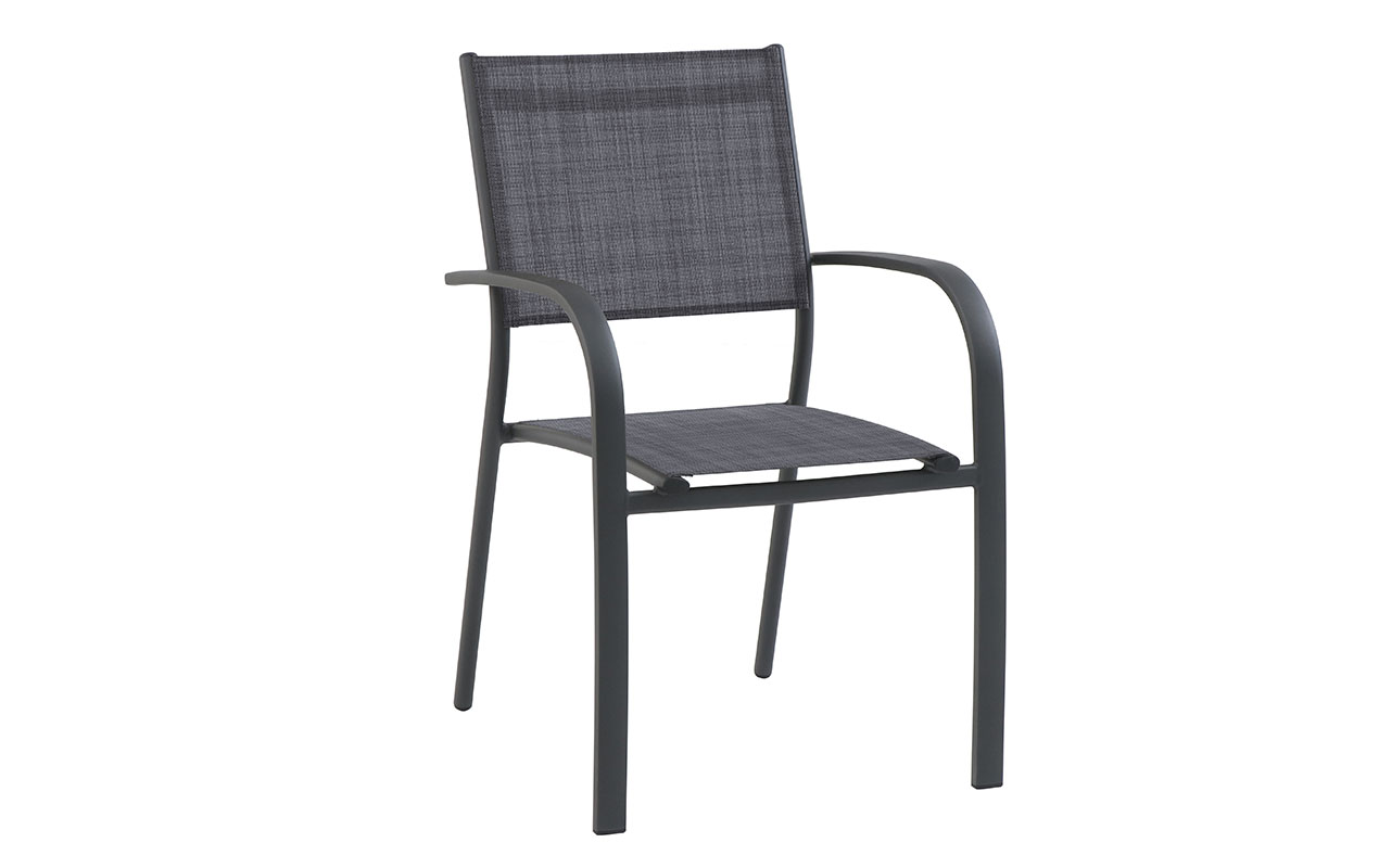 Lot de 4 fauteuils de jardin Tosca anthracite chiné | Creador®