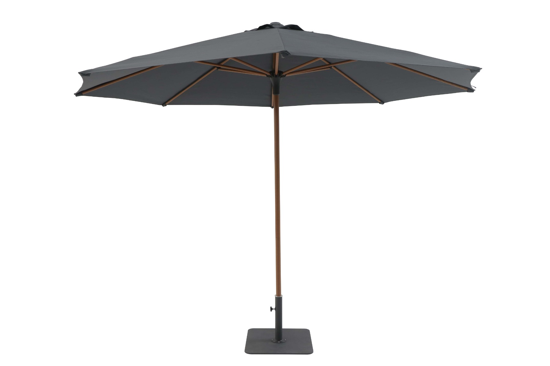 Parasol droit Ø 3m Mango gris mât effet bois | Creador®