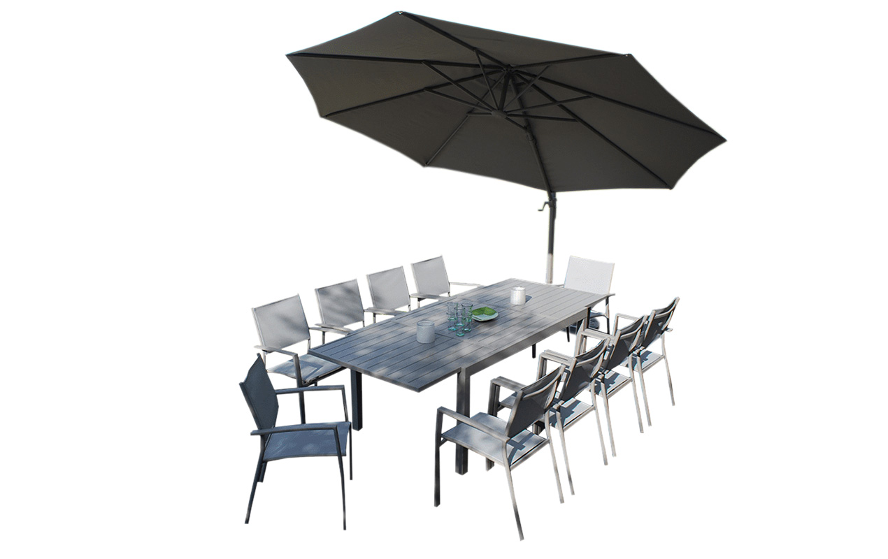 Ensemble repas Vital240 + parasol Vario taupe | Creador®