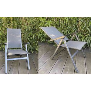 Fauteuil de jardin Kedline pliant aluminium gris