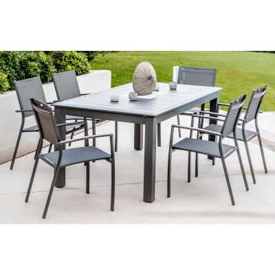 Lot de 6 fauteuils de jardin empilables ClaraAC gris