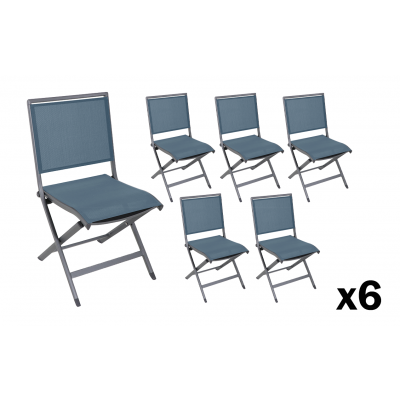 Lot de 6 Chaises de jardin pliantes Ara bleu