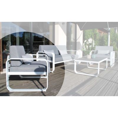 Fauteuil de jardin confortable Widero aluminium blanc, design moderne